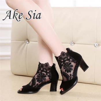 Summer mesh Peep Toe sandals sexy heels single shoes women shoes in Europe and America 2020 spring and summer gauze mujer
